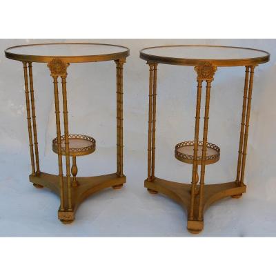 1970 'pair Of French Style Gueridons Adam Weisweiler Signed Jansen