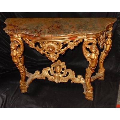 1850 ′ 19th Italian Console In Golden Wood From The Puttis Period
