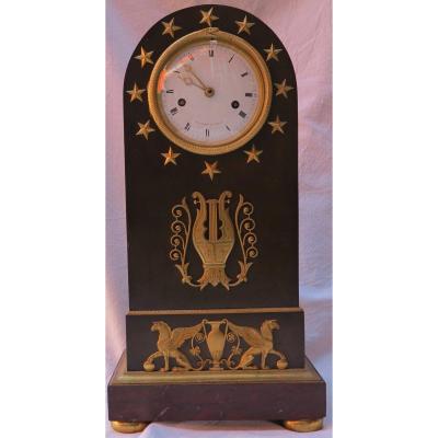 Directoire Period Clock In Bronze Double Patina With Ouroboros