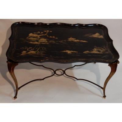 1940/50 Coffee Table Lacquer Tray From China Maison Baguès In Bronze