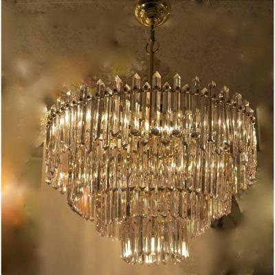 1970 ′ Chandelier 180 Crystals 17 Bulbs Height 94 X Diameter 64 Cm