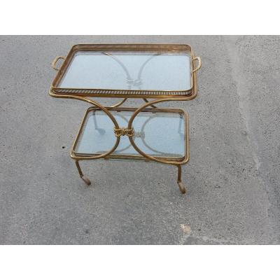 1970 ′ Rolling Bar In Bronze And Gilded Brass Maison Baguès Or Charles Or Jansen Decor Napoleon 3