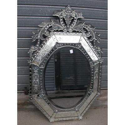 Venetian Octagonal And Oval Mirror 84 X130 Cm