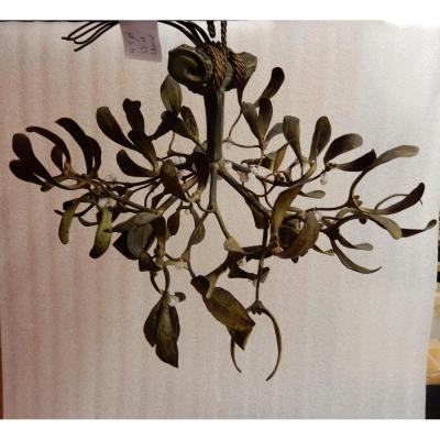 1900 ′ Boule De Gui Chandelier In Bronze Art Nouveau Has 3 Lamps Sockets In The Shape Of Tulipes D45 Cm