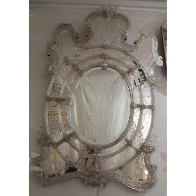 1950 ′ Beveled Oval Center Murano Mirror