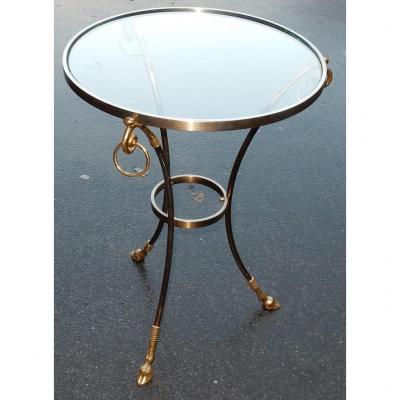 1970/80 'gilt Bronze And Silver Pedestal Table Glass Tray Maison Charles