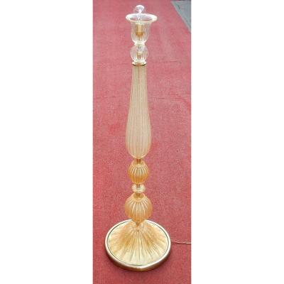1950/70 Barovier & Toso Floor Lamp With Gold Paillons