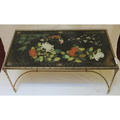1970 ′ Baguès Style Coffee Table Chinese Lacquer 95 X 50 Xh 44 Cm