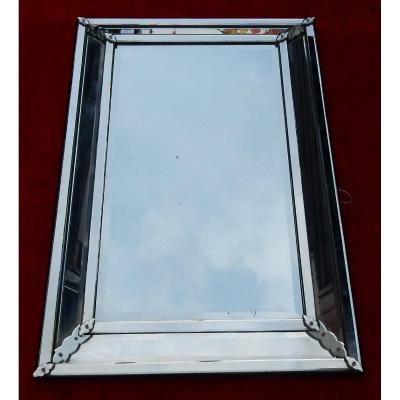 1950 'venice Mirror With Rectangular Parecloses Very Sober 137 X 90 Cm