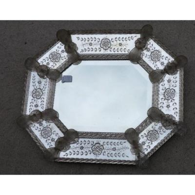 Murano Octagonal Mirror With Parecloses