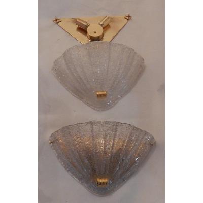 1970 ′ Pair Of Murano Crystal Sconces