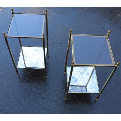 1950/70 'pair Of Shelves Or Ends Of Canapes In Bronze, Maison Baguès With Pine Cones