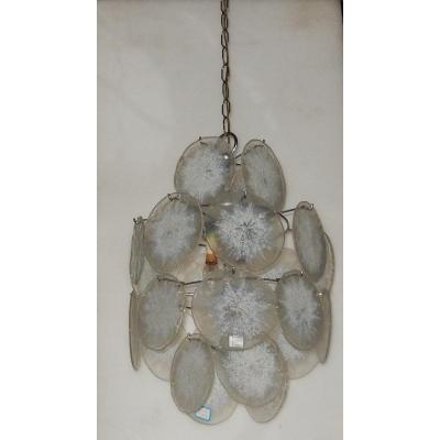 1970 ′ Vistosi Chandelier 24 Opalescent Discs
