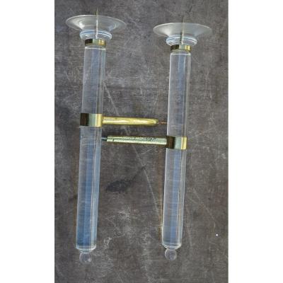 Pair Of Torchiere Door Altuglas H 63 Xd 14