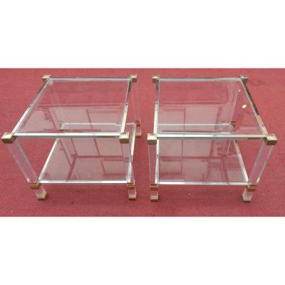 1970 'pair Of Ends Of Sofa Altuglass Signed Pierre Vandel Paris