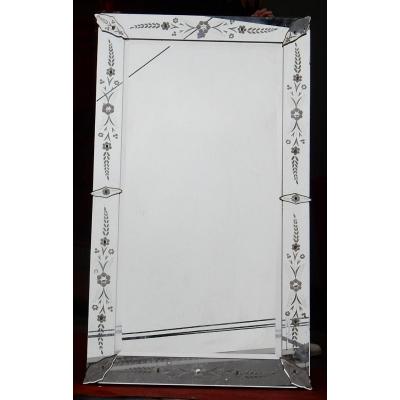 1950 'venice Mirror With Flowers 139 X 79 Cm