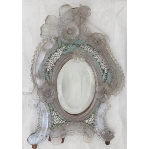 1880/1900 ′ Murano Mirror Decorated With Flowers In Micromosaic