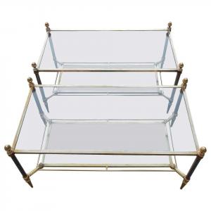 1950/70 ′ Pair Of Maison Jansen Glass Coffee Tables - 93 X 48 Xh 49 Cm
