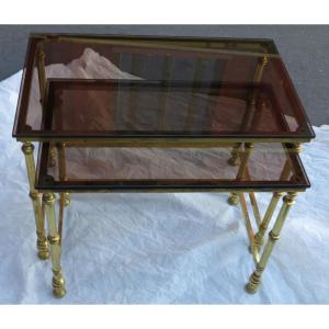 1970 ′ Series Of 2 Golden Metal Nesting Tables