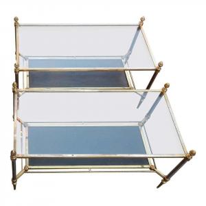 1950/70 'pair Of Maison Jansen Leather Coffee Tables 93 X 48 Xh 49 Cm