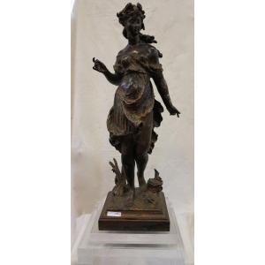 1890 ′ Bronze Statue Woman Signed Moreau