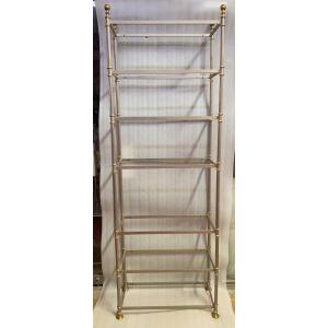 1970 ′ Maison Jansen 7 Tier Shelf And Rings With Ball Tents H 202 X 74 Cm