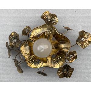 1970′ Wall Lamp Or Ceiling Lamp With Foliage Maison Jansen In Brass 1 Bulb 65 X 47 Cm