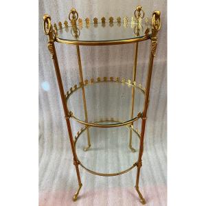 1950/70′ Round Gilt Bronze Server 3 Trays In The Style Of  Weisweiler