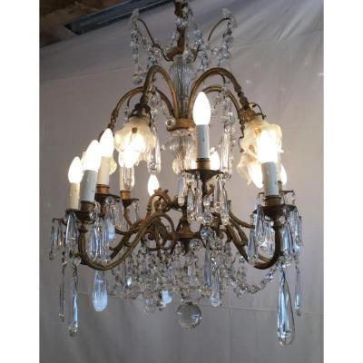 Chandelier 15 Lights Bronze And Crystal