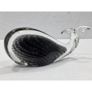Ronneby Sweden - Crystal Whale Paperweight