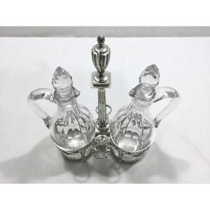 Oil And Vinegar In Silver Metal And Crystal