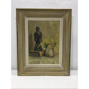 At . Ledieu Oil On Canvas "still Life"