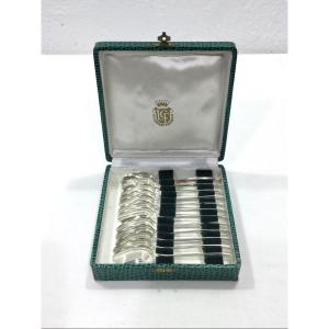 12 Mocha Spoons In Silver Metal