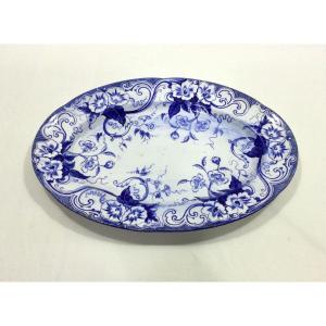 Creil Et Montereau - Oval Earthenware Dish Model Flora