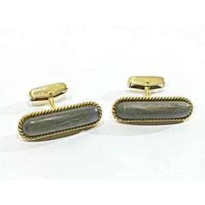 Pair Of Cufflinks In Gold And Ebony