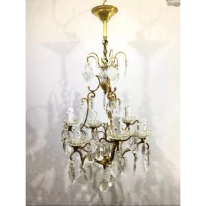 Cage Chandelier 6 Lights Bronze And Crystal