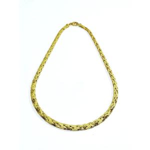 Smooth And Sandblasted Gold Necklace