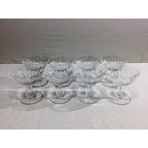 Baccarat – 8 Baccarat Crystal Champagne Glasses Casino Model