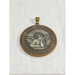 Medal Of The Angel Raphael In Copper And Silver Metal