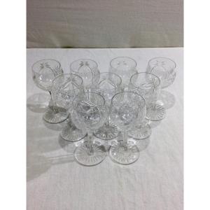 Baccarat – 9 Baccarat Crystal White Wine Glasses 