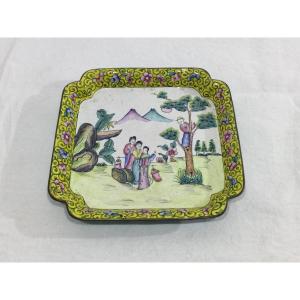 Asian Tray In Enamelled Copper