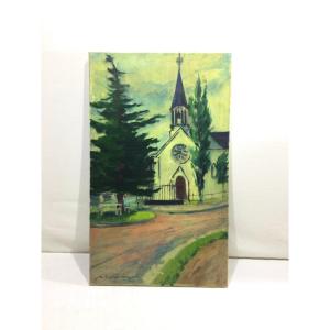 R. Rodrigue - Oil On Canvas “protestant Church Of Vésinet”