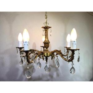 5 Light Chandelier In Bronze And Tassels