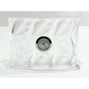 Lalique France - Crystal Table Clock "hulotte" Model