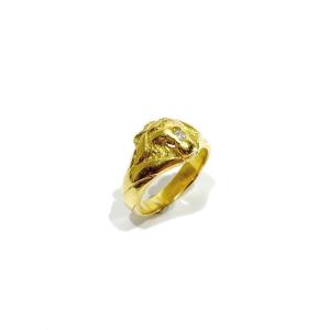 Gold Lion Head Ring
