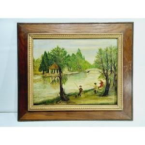 L. Blanc - Oil On Canvas “the Ibis Lake In 1936 In Le Vésinet”