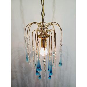 Murano Chandelier Blue Crystal Drops