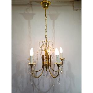 5-light Brass And Crystal Chandelier