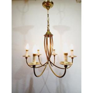 6 Light Chandelier In Bronze And Brass