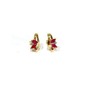 Pair Of Diamond And Ruby Earrings